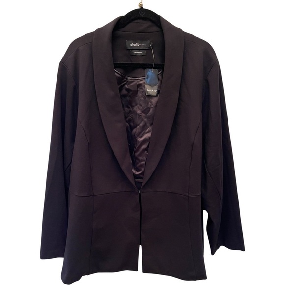 NWT Torrid Studio Luxe Black Ponte Peplum Blazer Size 5 (28) - Picture 1 of 8